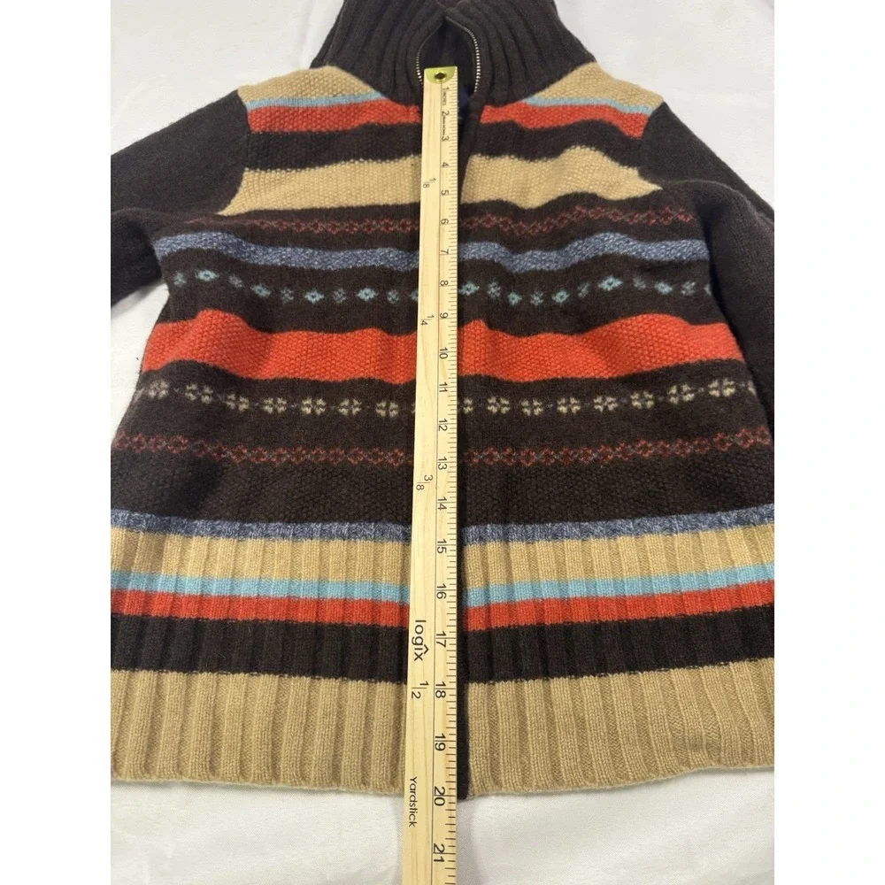 Crazy Horse Liz Claiborne Sweater Mens M 100% Lambswool Full Zip Fair Isle